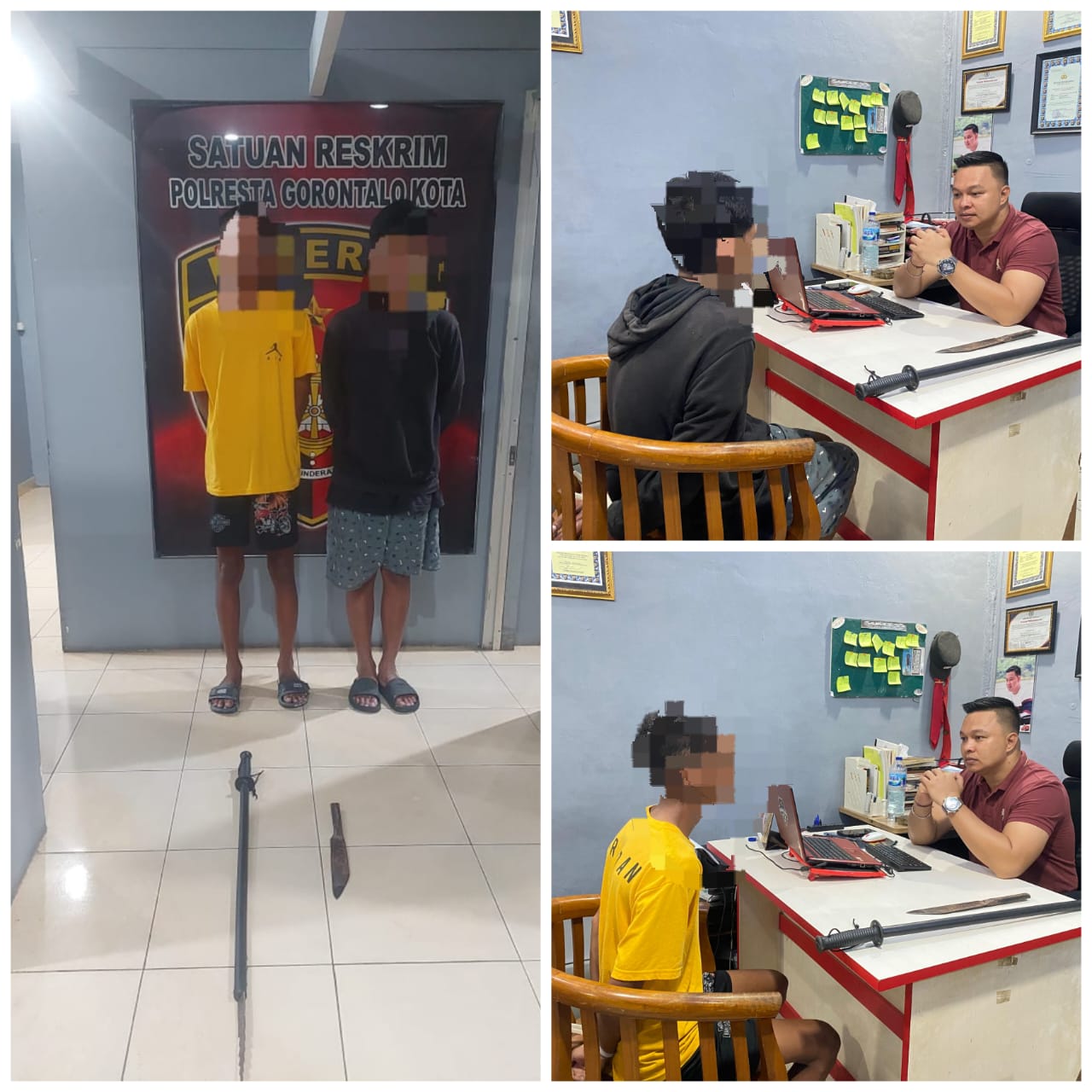 MRA (19) dan MDF (21), warga Kecamatan Kota Timur yang diduga melakulan penganiayaan terhadap MZCU (22). Foto : Humas Polresta Gorontalo Kota